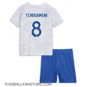 Frankreich Aurelien Tchouameni #8 Replik Auswärtstrikot Kinder WM 2022 Kurzarm (+ Kurze Hosen)